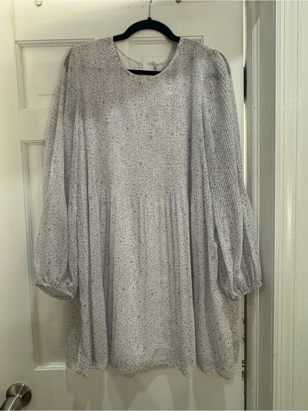Aritzia Daydreamer Light Gray Floral Long Sleeve Mini Dress